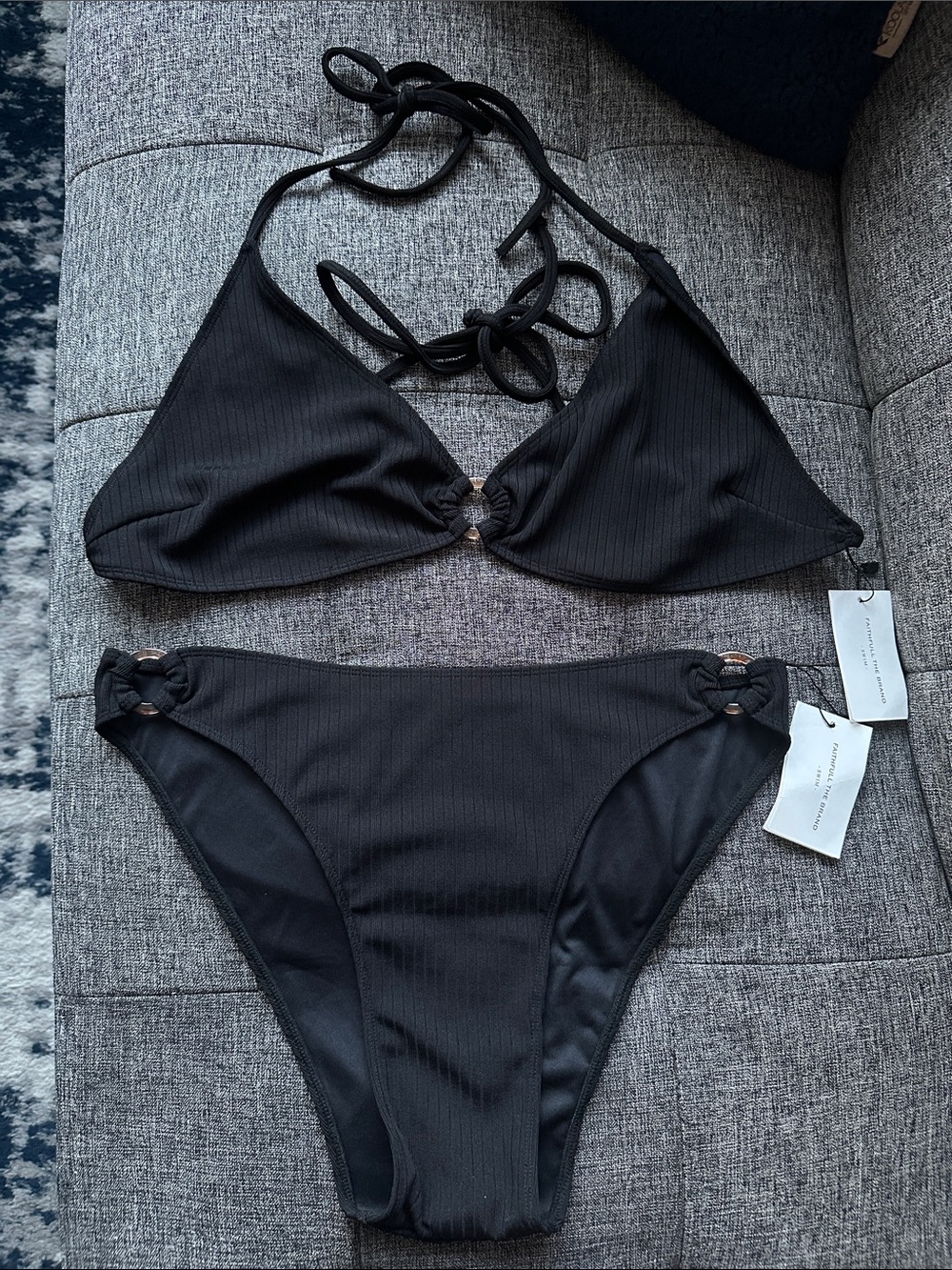 NWT Faithfull the Brand Black Bikini Set Agnes Bottom Mian Top XXXL Size 14